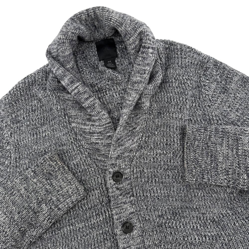 H&M Shawl Collar Cardigan Sweater Marled‎ Grey Cotton Blend Mens Size Medium